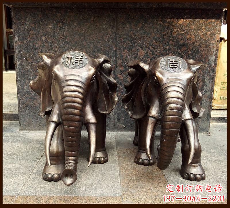 福建吉祥大象铜雕222