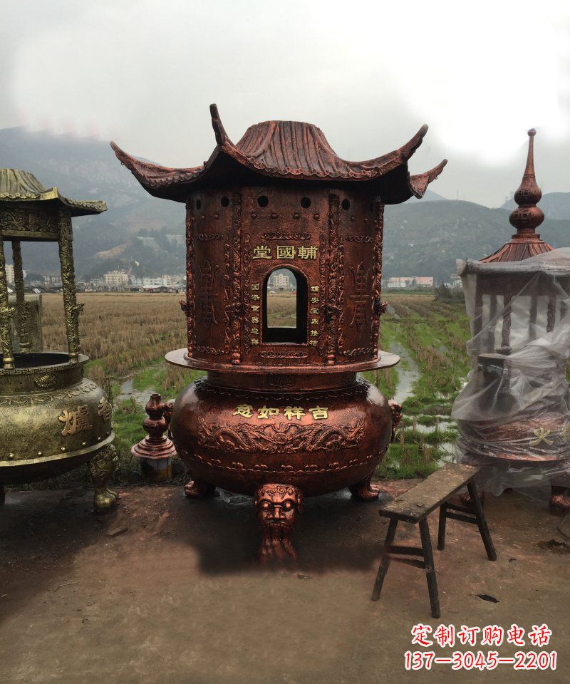 福建锻铜吉祥如意香炉雕塑