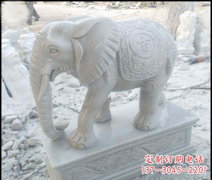 福建吉祥如意汉白玉大象石雕