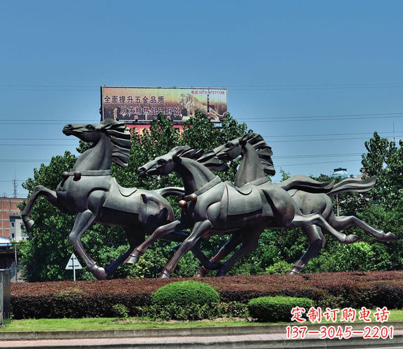 福建非凡运动,街边奔马铜雕塑