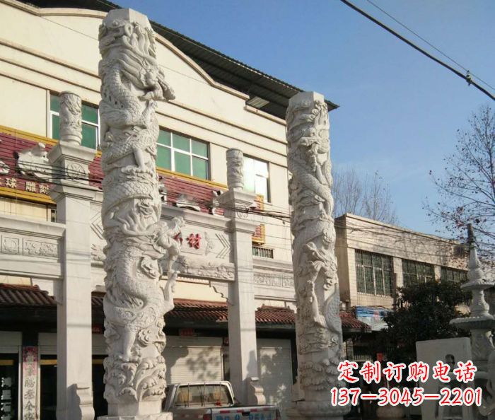 福建汇聚古灵神韵的大理石龙柱雕塑