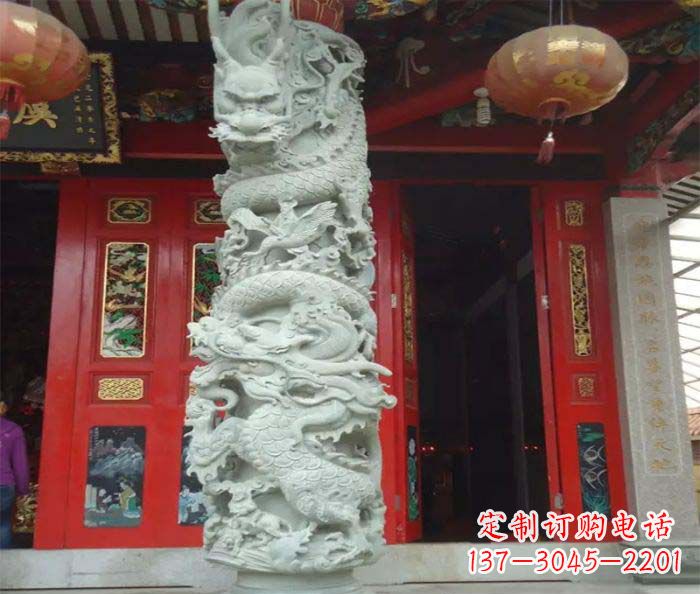 福建精美的大理石龙柱雕塑