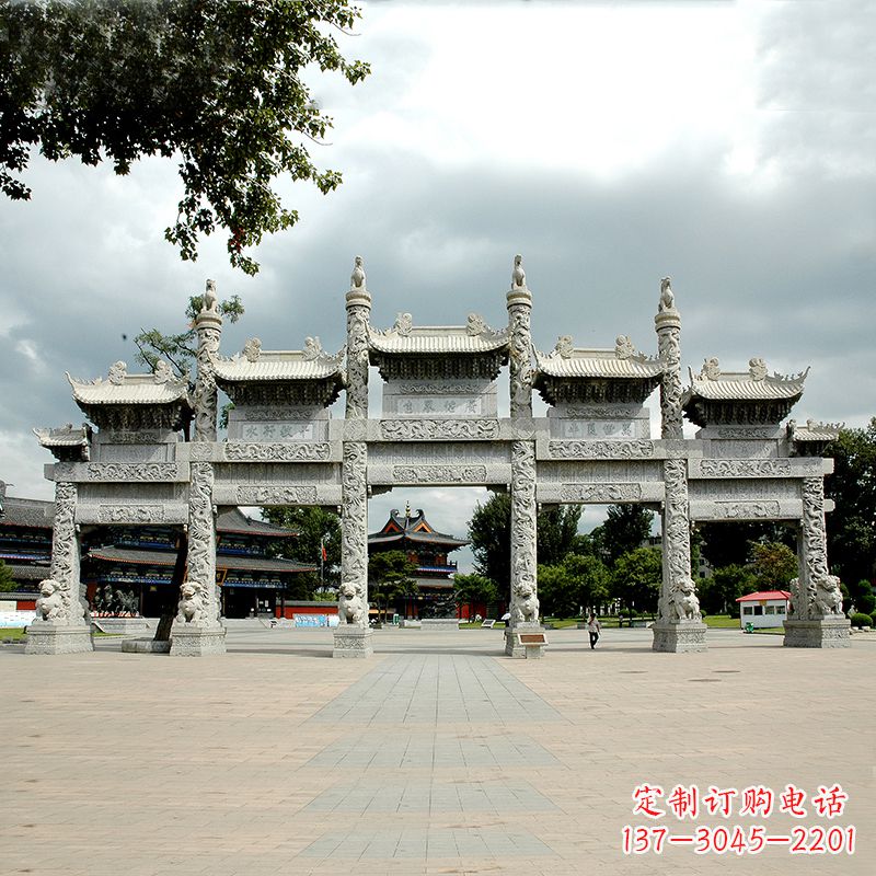 福建精美五门石牌坊雕塑定制