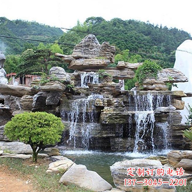 福建领雕塑让您的景区更精彩——奇石流水假山雕塑
