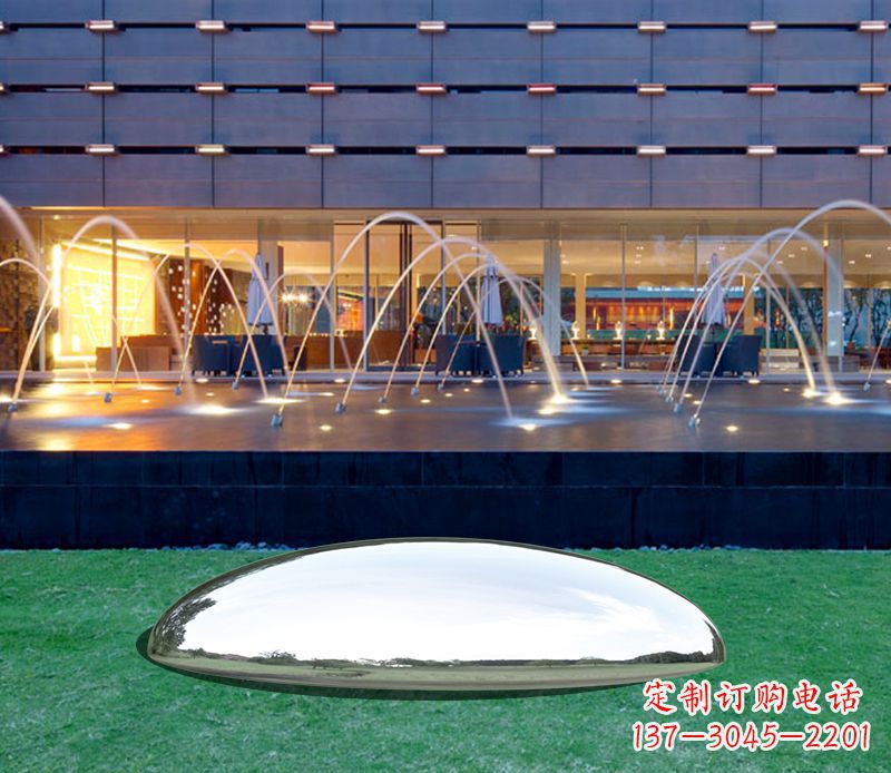 福建镜面不锈钢鹅卵石雕塑 