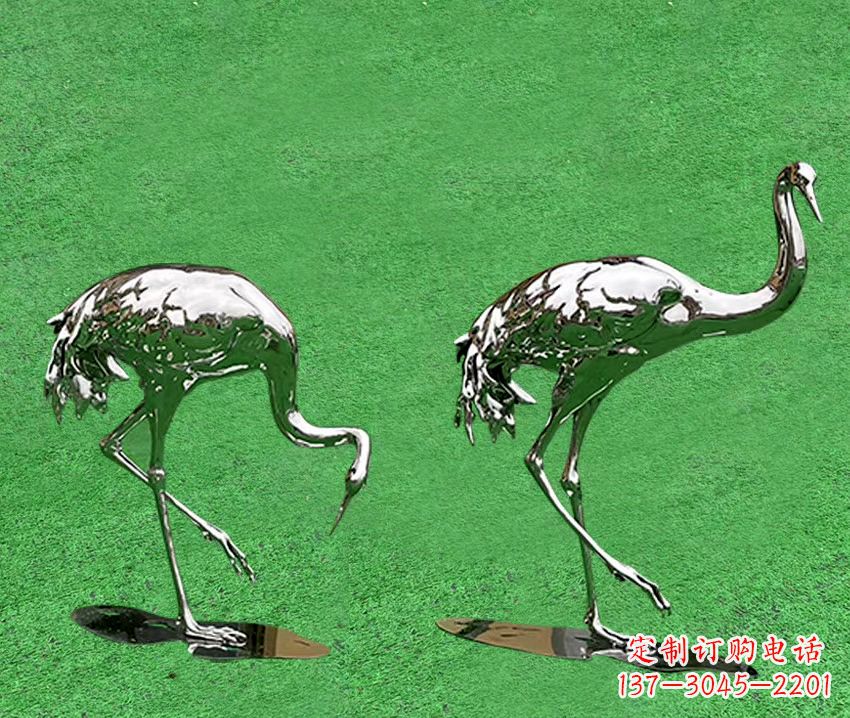 福建精美镜面不锈钢动物鹤雕塑