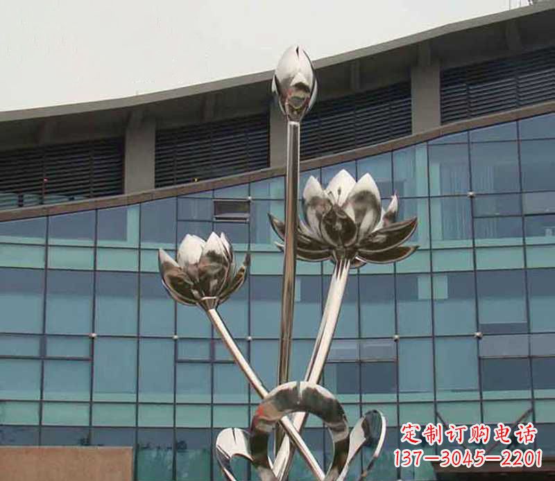 福建优质镜面不锈钢荷花塑像
