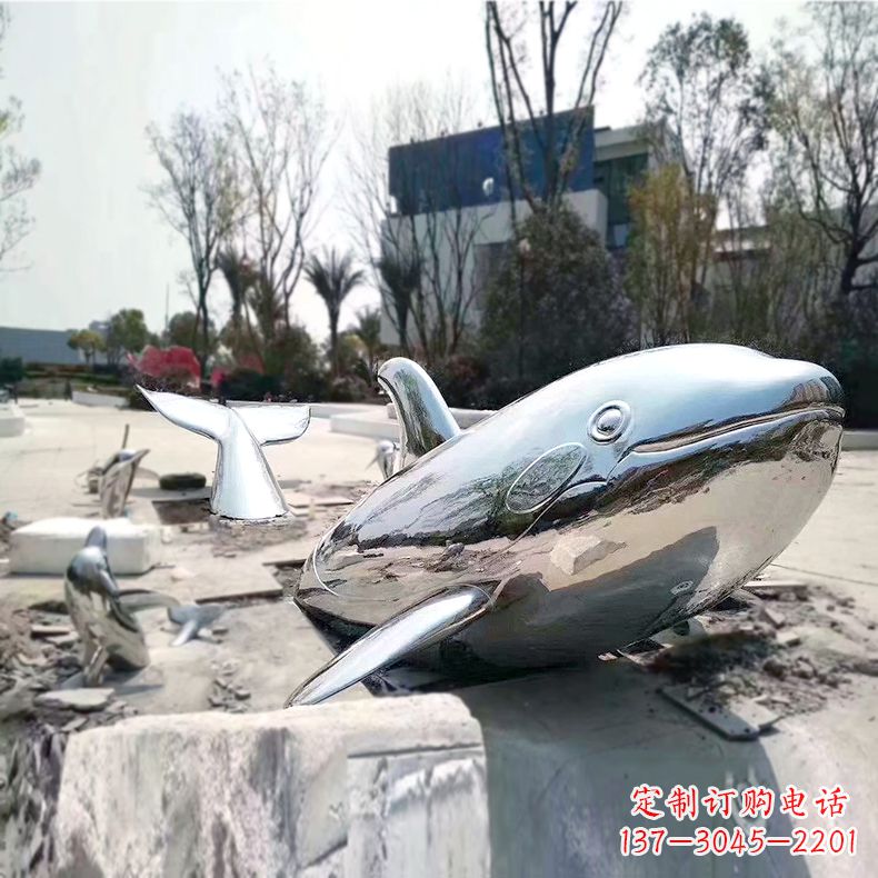 福建奇特美观的镜面不锈钢鲸鱼雕塑
