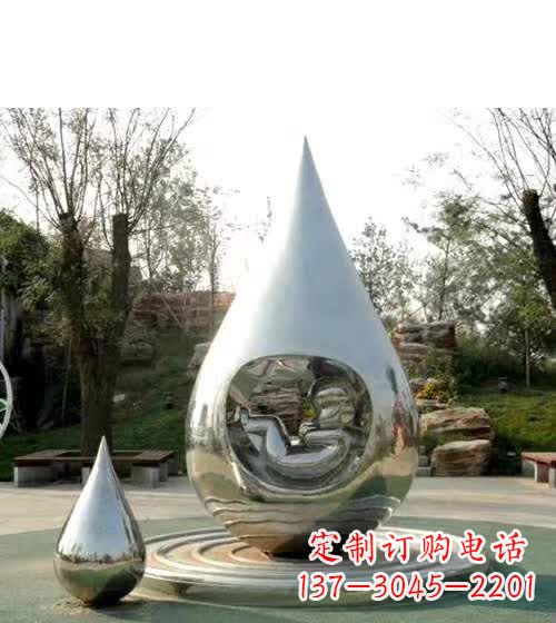 福建镜面不锈钢水滴雕塑,精致灵动,描绘出美好生活