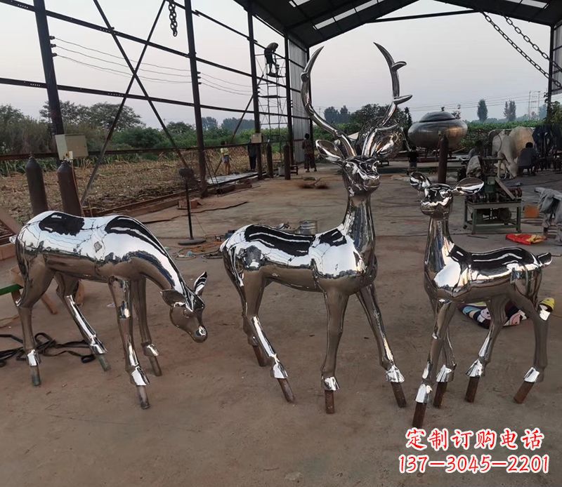 福建镜面不锈钢小鹿雕塑 (2)