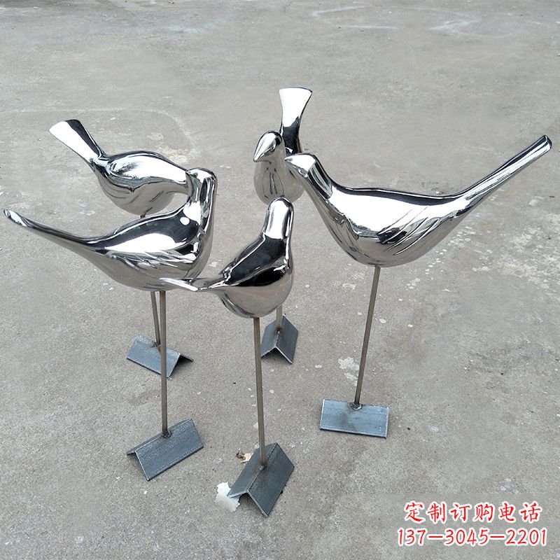 福建全新设计,优雅帅气的不锈钢鸽子草坪雕塑