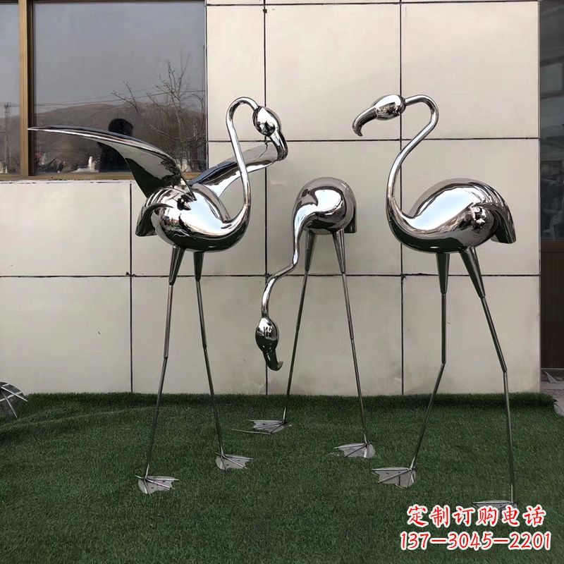 福建魅力传递,不锈钢仙鹤雕塑