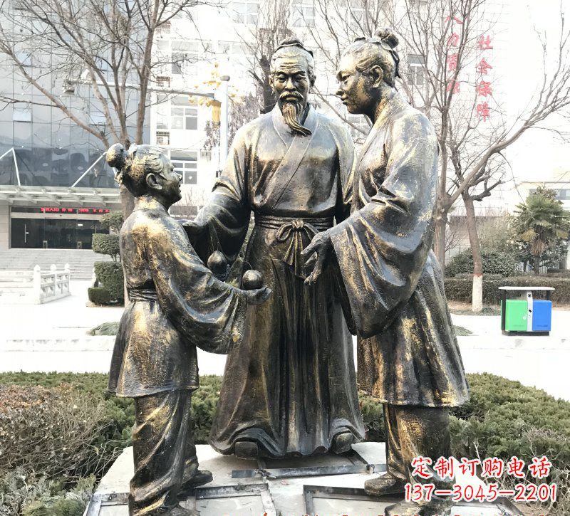 福建高端孔融让梨人物铜雕