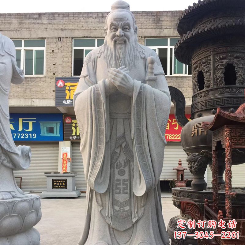 福建传承古典,精美绝伦的孔子石雕头像