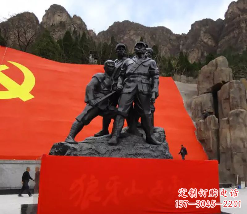 福建狼牙山五壮士烈士铜雕,永载革命先烈光辉