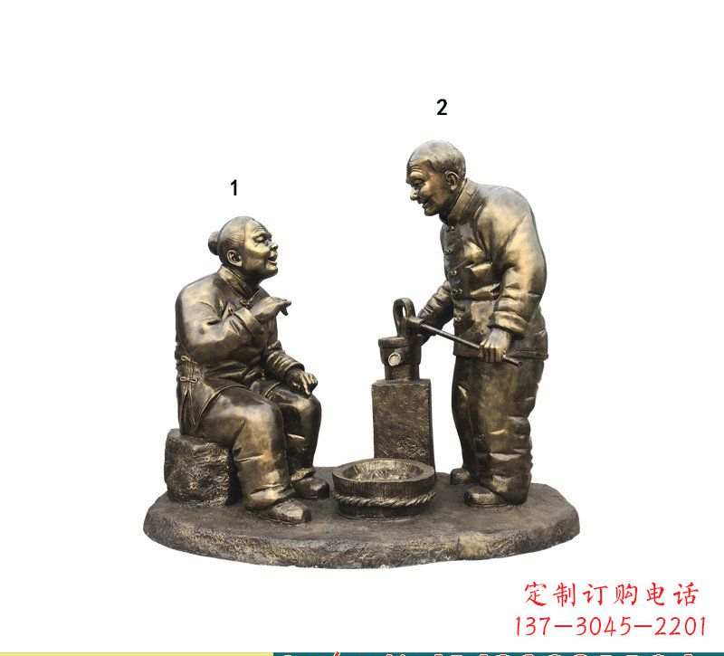 福建质朴传神的老人铜雕