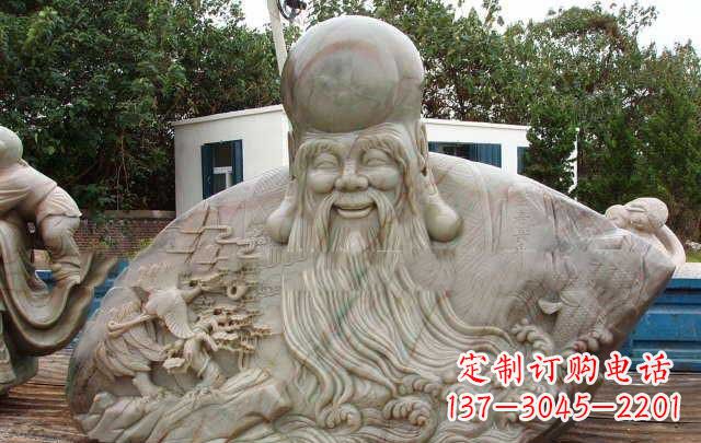 福建大型寿星胸像石雕,体现特定文化精神