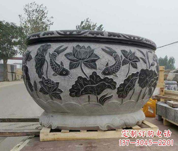 福建中领雕塑出品,精致仿古圆水缸雕塑