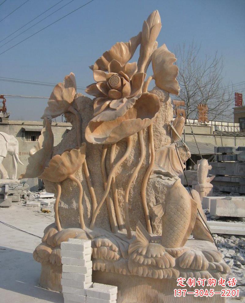 福建尊贵雕刻,莲花鲤鱼石雕