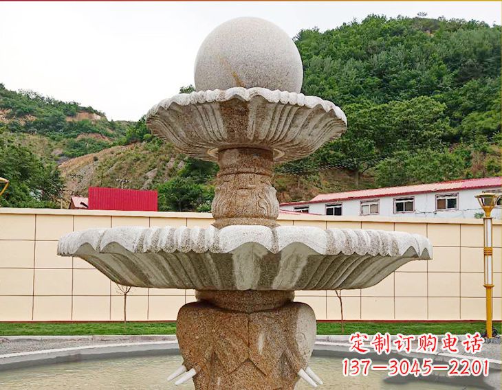 福建精致莲花石雕喷泉,添点艺术气息