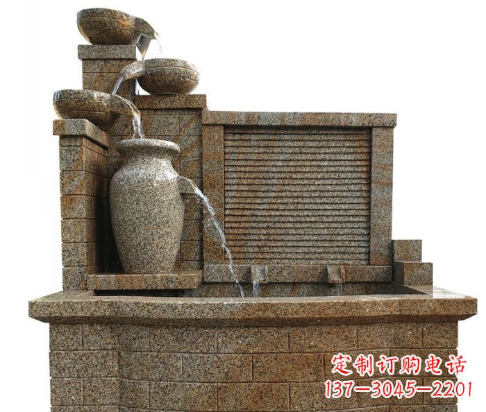 福建流水罐子水槽庭院流水摆件石雕 (2)