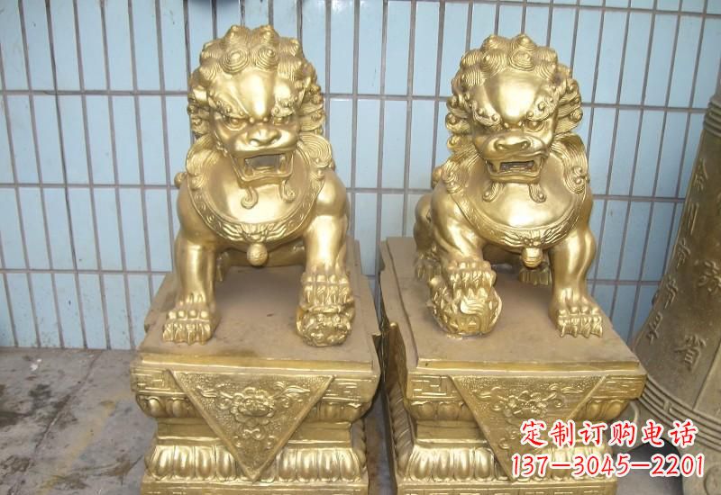 福建北京狮子雕塑,高雅典雅的手工鎏金铜制品
