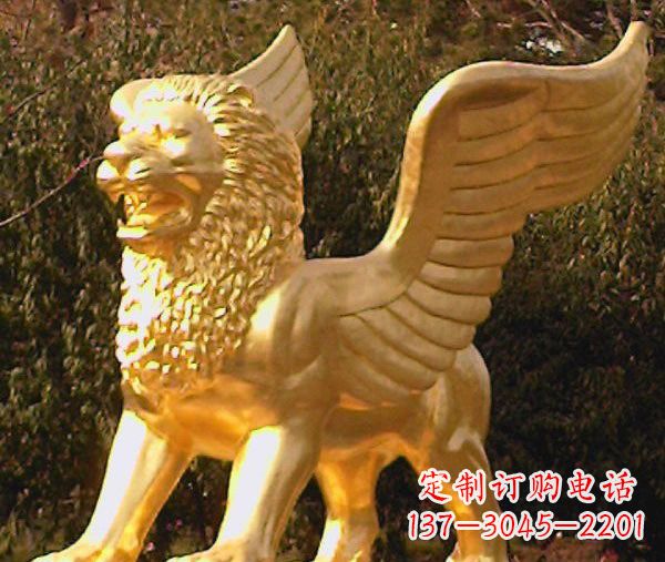 福建鎏金西洋狮子飞狮铜雕
