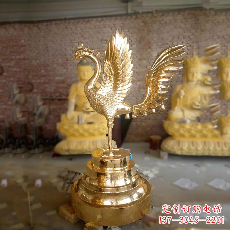 福建鎏金朱雀铜雕摆件
