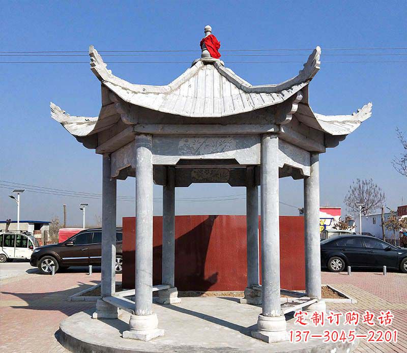 福建六角仿古凉亭雕塑,古朴迷人