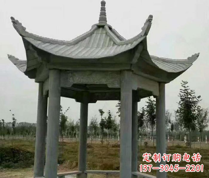福建精美六角石凉亭雕塑