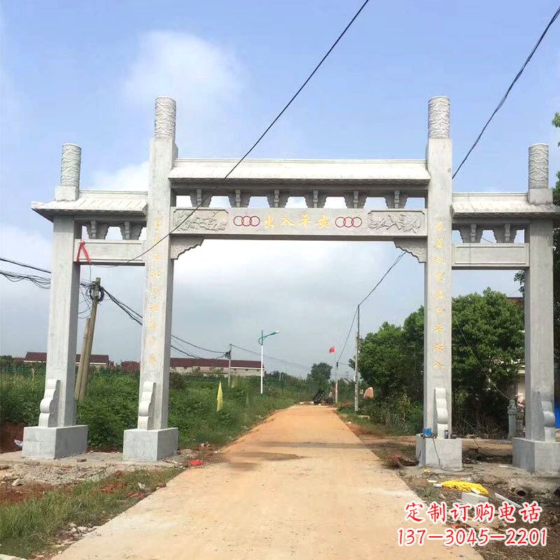 福建路口三间四柱无楼石牌坊雕塑制作