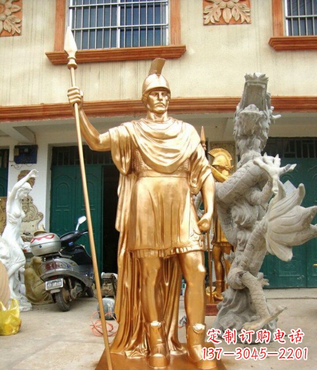 福建罗马勇士玻璃钢仿铜马雕塑