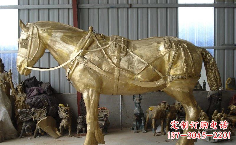 福建中领雕塑:马拉车铜雕动物精华雕塑