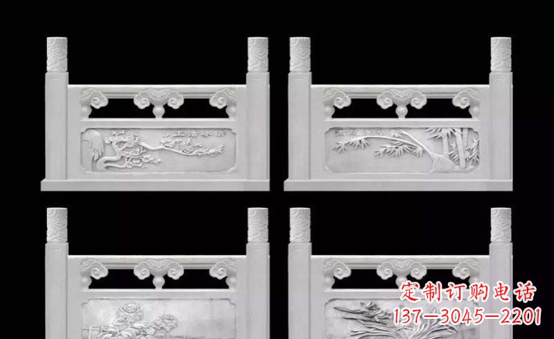 福建精美的梅兰竹菊浮雕石栏板