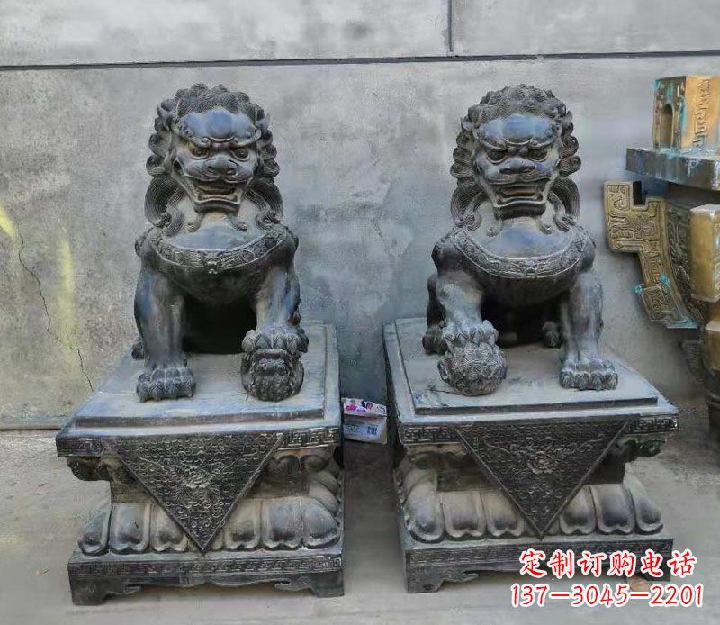 福建门口踩球狮子铜雕