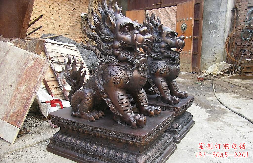 福建传统工艺精制–钜细工艺麒麟铜雕