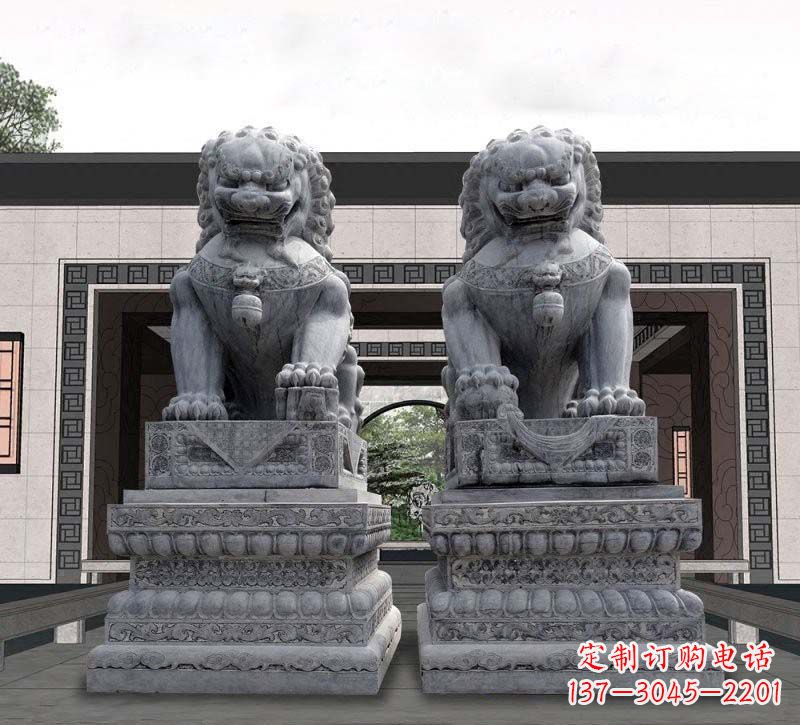 福建门口青石传统狮子石雕