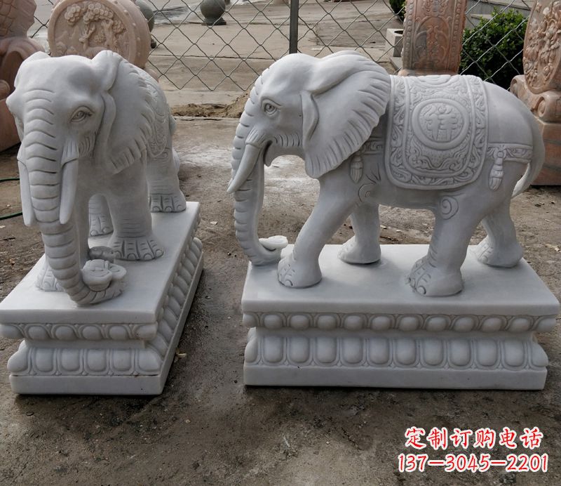 福建石雕大象,营造优雅气派