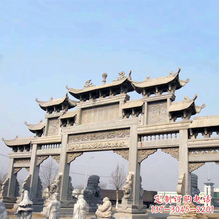 福建精美牌坊石雕造型精致大气