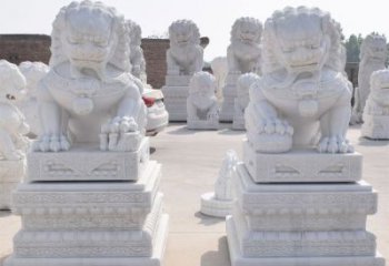 福建汉白玉看门狮子雕塑