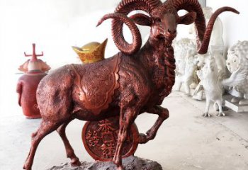 福建红阳开泰精美的缅甸铜山羊雕塑