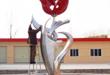 福建户外大型不锈钢雕塑玫瑰花