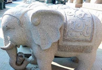 福建花岗岩元宝大象石雕，雕刻古典且充满质感
