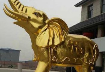 福建黄铜色大象铜雕，历久弥新