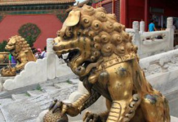 福建黄铜狮子故宫狮雕塑，高端定制艺术品