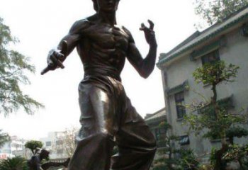 福建忠实再现李小龙公园名人铜雕