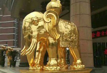 福建鎏金大门大象铜雕，招财辟邪吉祥动物雕塑