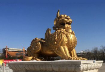 福建鎏金铜獬豸雕塑-给您的园林更多灵魂