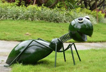 福建绿色落尾蚂蚁不锈钢摆件雕塑：精致的小动物艺术作品