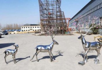 福建梅花鹿不锈钢雕塑，惊艳于众